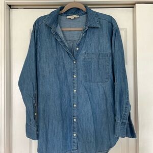 LOFT Women's Blue Chambray Button Down Shirt